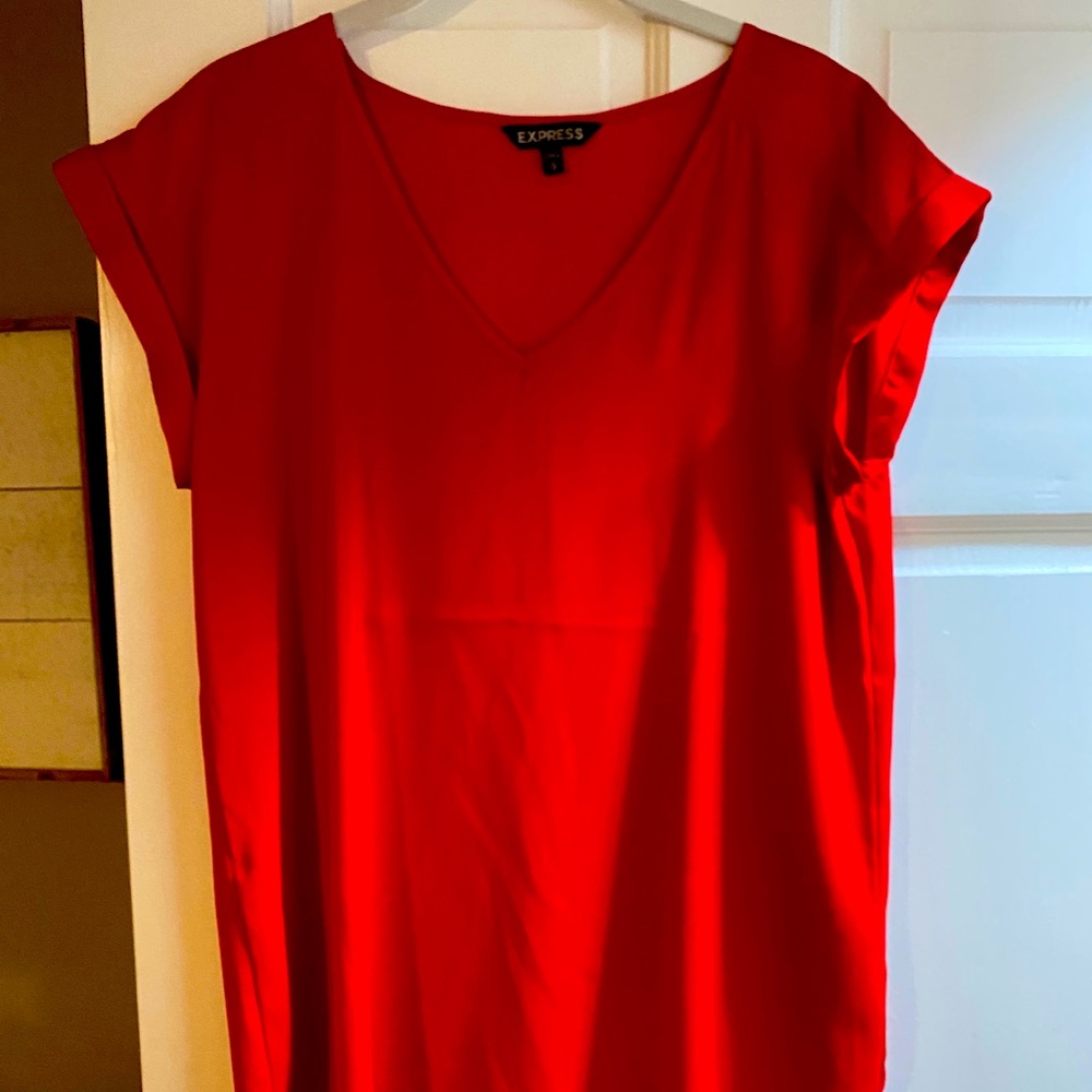 Red silk express top